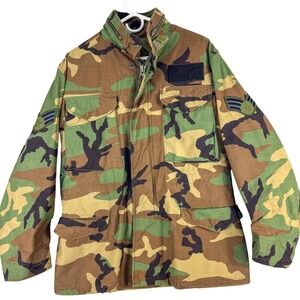 Vintage USGI Woodland Camo Cold Weather Field Jacket Mens Small Short Military‎